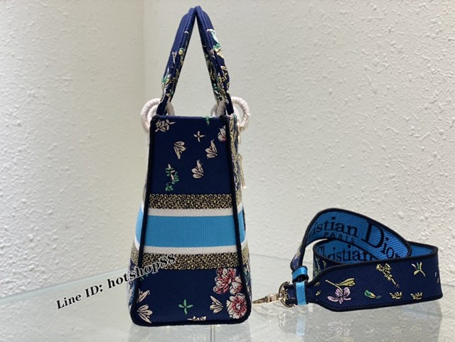 Dior專櫃2022新款Lady刺繡女包 迪奧Lady D-Lite手袋刺繡肩帶手提斜挎包 fkd1306